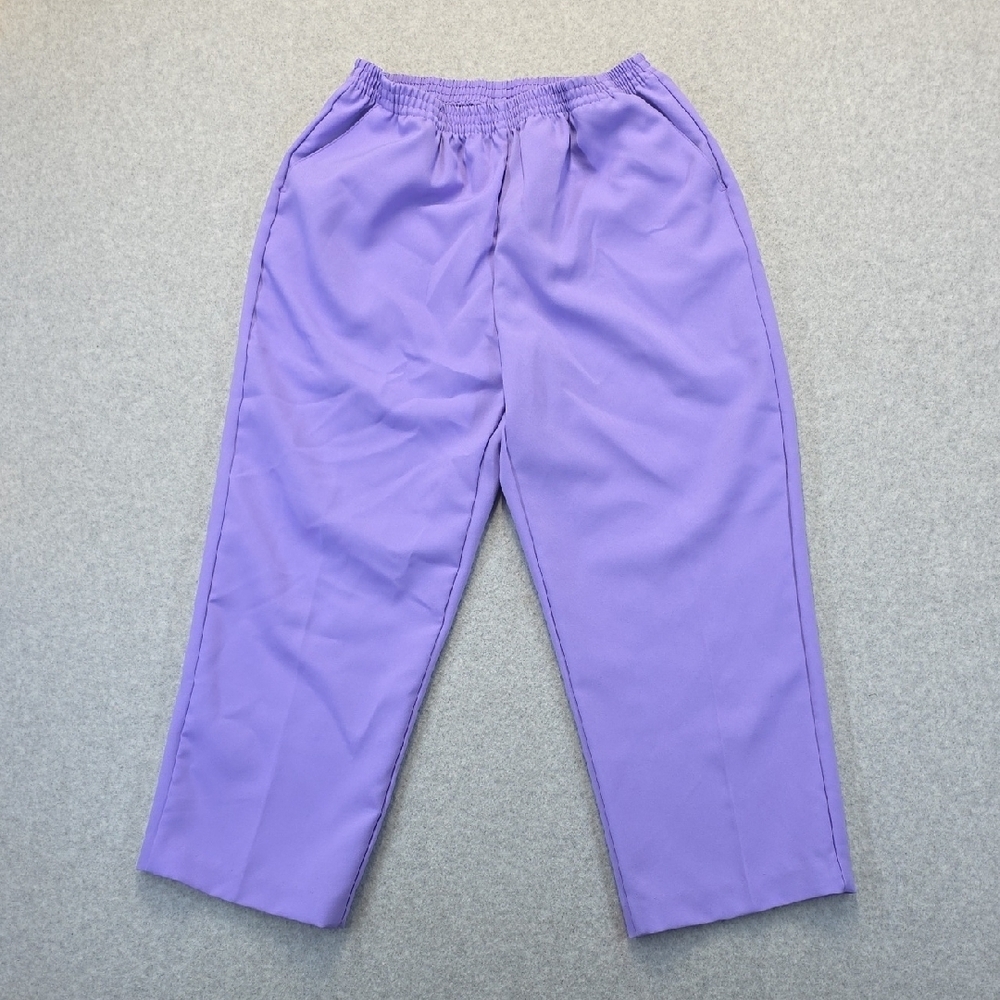 Sara Morgan Petite Pull On Pants Size 14P Purple Elastic Waist Straight Leg